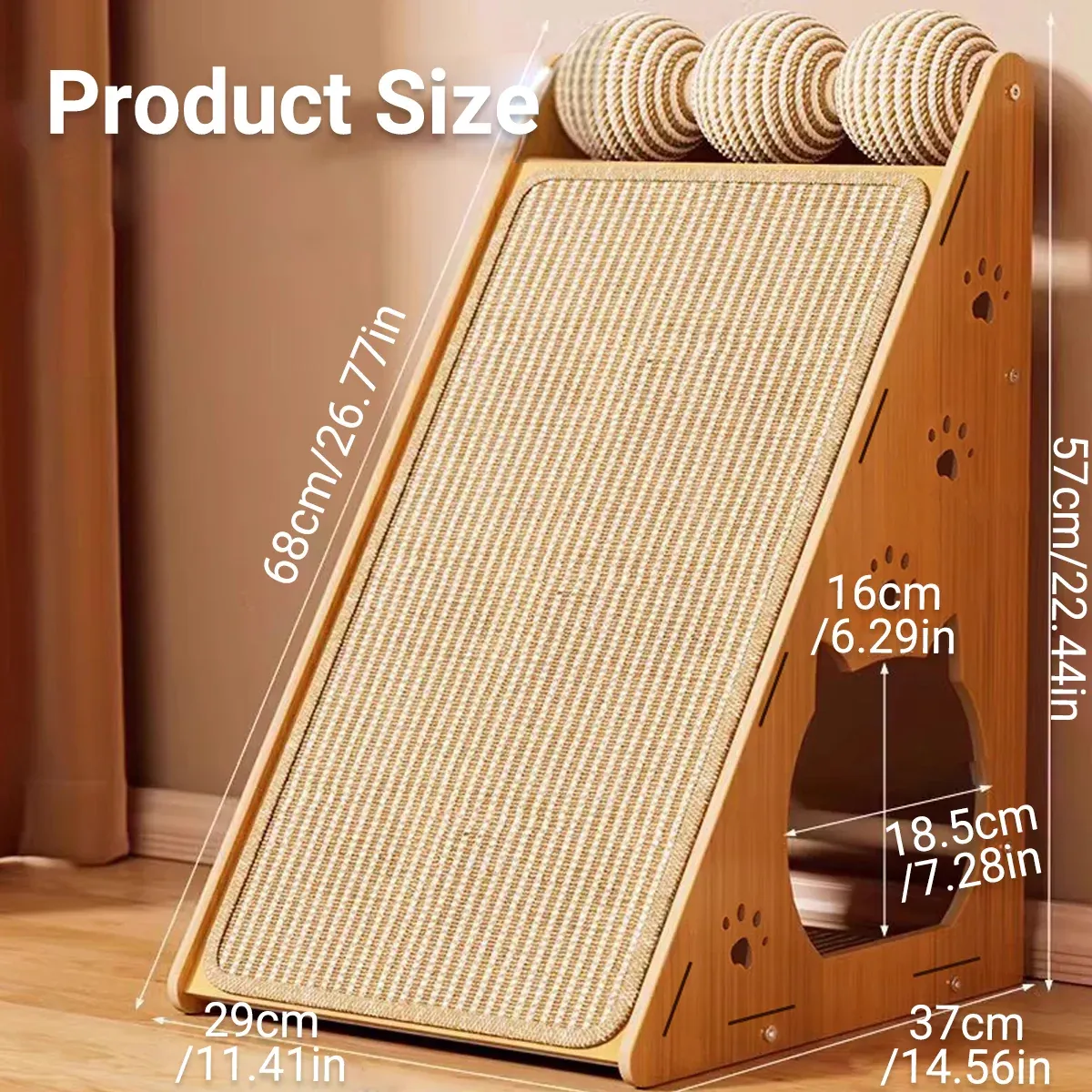 Wall-Mounted Cat Scratcher - Space-Saving Sisal Post 3 Vertical Wall Mounted Non Shedding Cat Scratcher Corrugated Paper Durable – photo 3