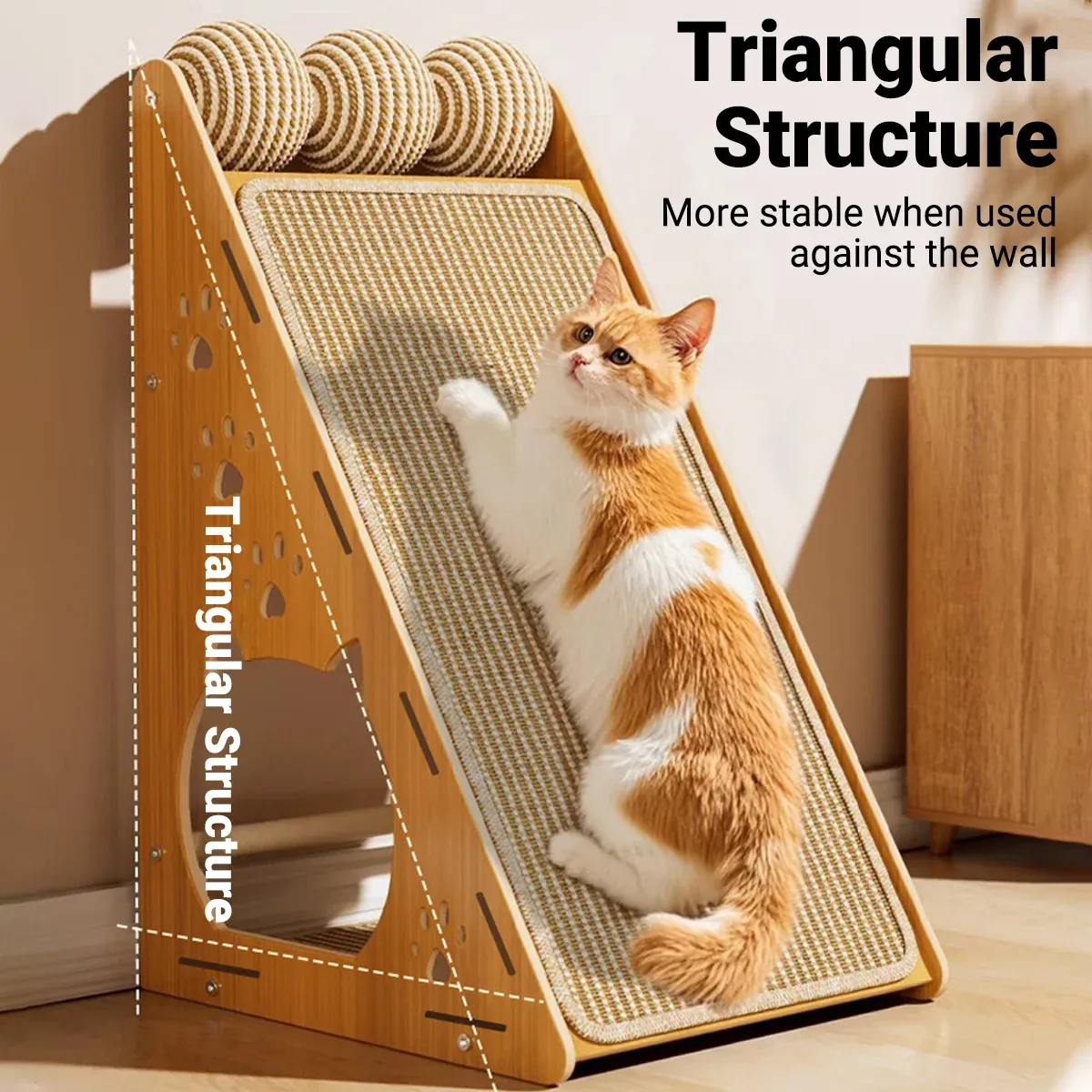 Wall-Mounted Cat Scratcher - Space-Saving Sisal Post 4 Vertical Wall Mounted Non Shedding Cat Scratcher Corrugated Paper Durable – photo 4