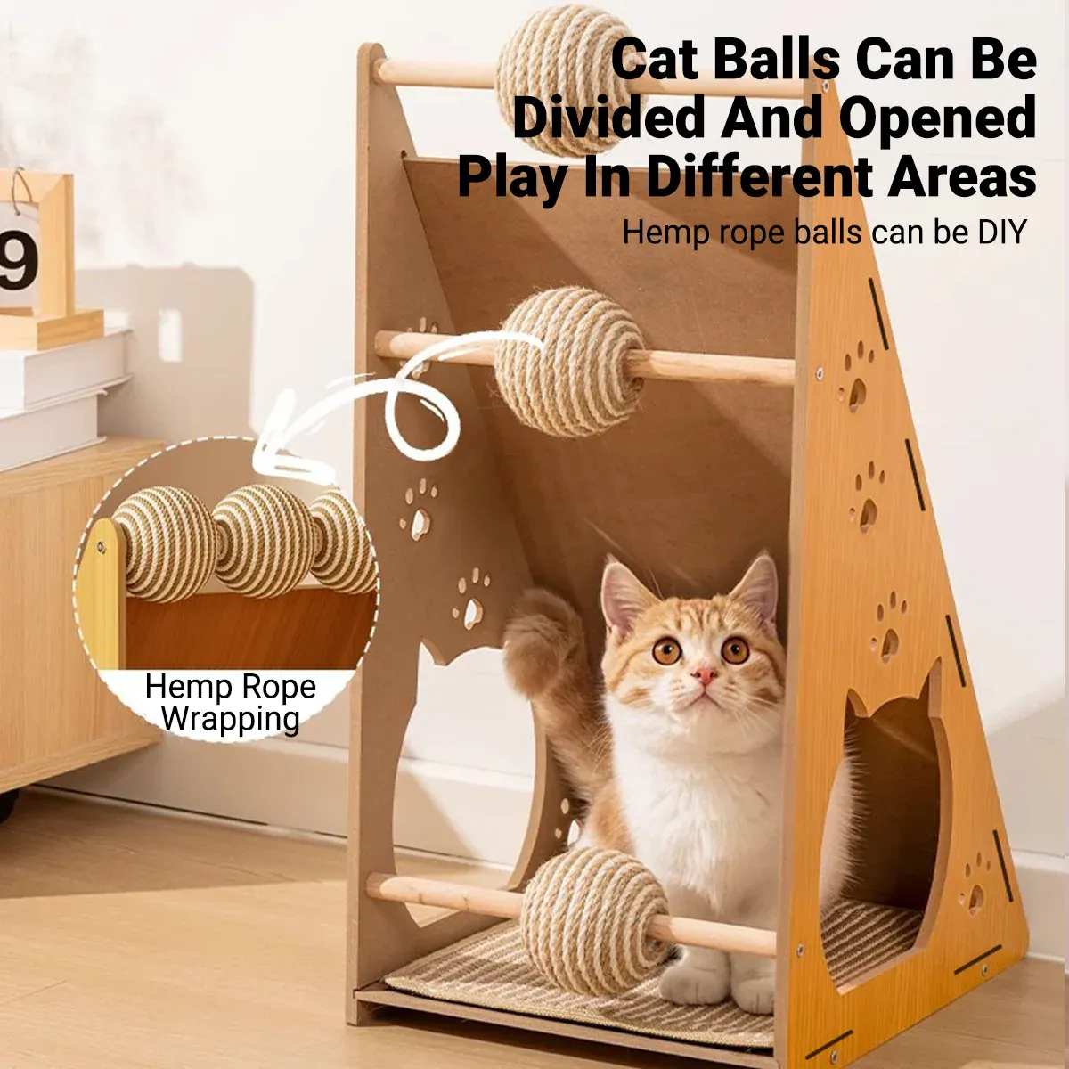 Wall-Mounted Cat Scratcher - Space-Saving Sisal Post 7 Vertical Wall Mounted Non Shedding Cat Scratcher Corrugated Paper Durable – photo 7