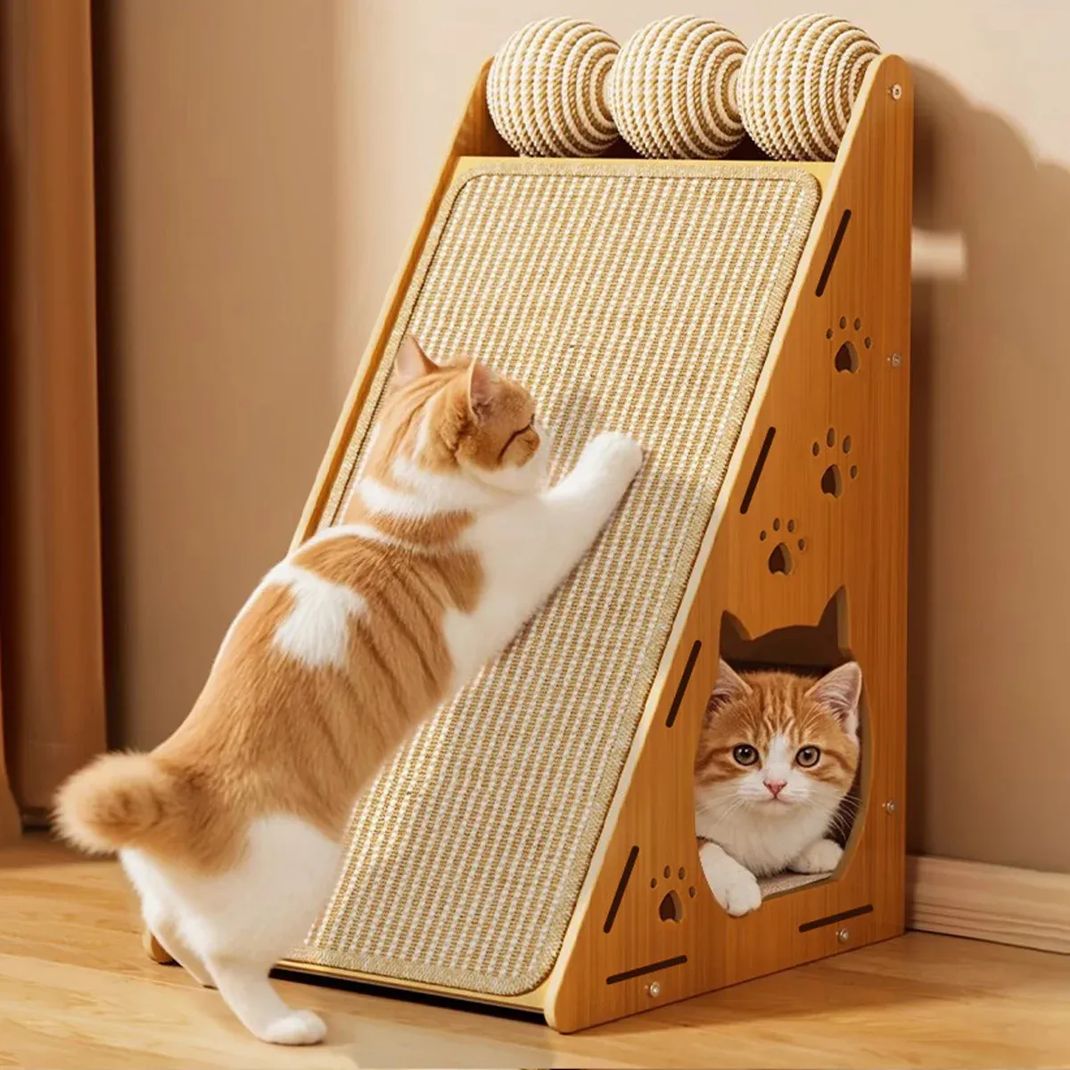Wall-Mounted Cat Scratcher - Space-Saving Sisal Post 1 Vertical Wall Mounted Non Shedding Cat Scratcher Corrugated Paper Durable – photo 12