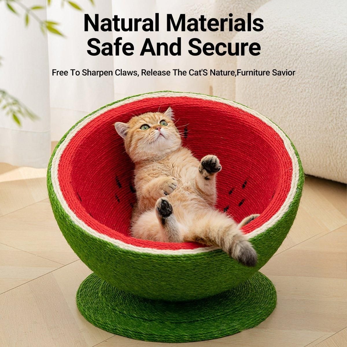 Watermelon Cat Scratcher Bowl – Sisal Scratching Nest 4 Watermelon Cat Scratching Pot Board All in One Scratcher Toy for Cats Kitten – photo 4