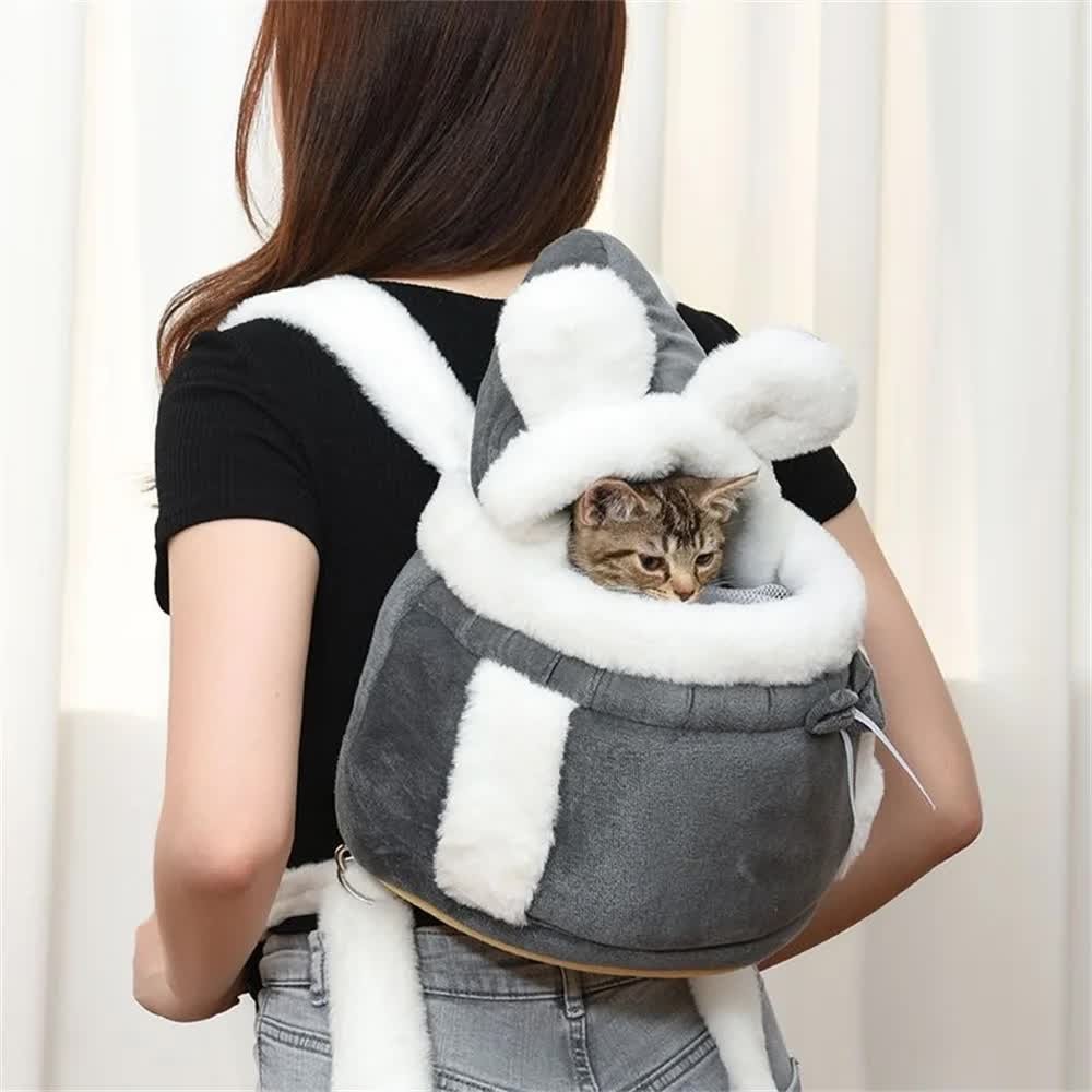 2-in-1 Plush Pet Carrier & Cosy Travel Bed 5 Grey 2-in-1 Ultra-Soft Plush Pet Carrier & Mobile Bed - Portable & Lightweight Cute Rabbit Ear Design Travel Cabin (M 25 x 25 x 20.5CM) – photo 5