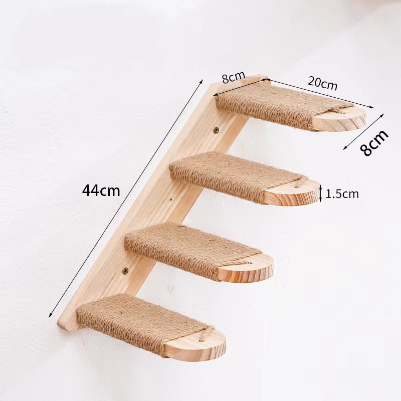 Wall Mounted Cat Climbing Ladder - Solid Wood Steps 3 2-Tier Solid Wood Wall-Mounted Cat Climbing Ladder - Vertical Jumping Steps for Indoor Cats with Installation Kit – photo 3
