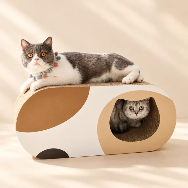 Durable Cat Tunnel Scratcher Bed Combo Interactive Toy House For Kittens Pets