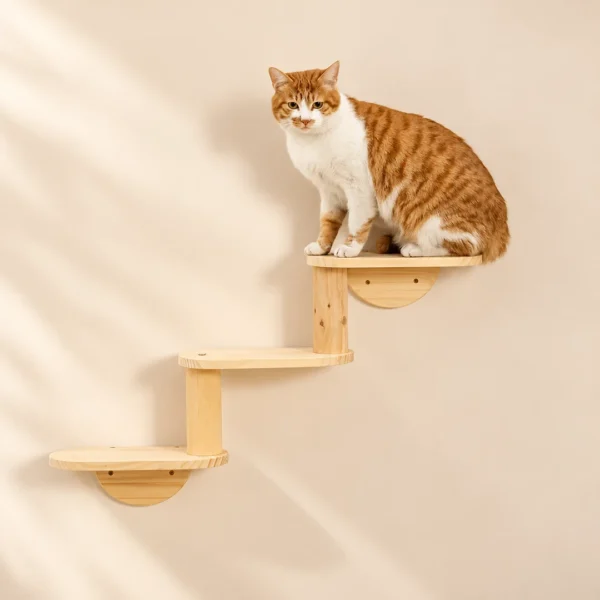Solid Wood Wall Mounted Cat Climbing Tree Rack Platform Space Capsule Bed Shelf – photo 10