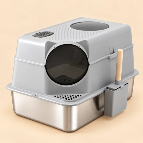 i.Pet Cat Litter Box Large Stainless Steel High Sided Pet Toilet Odour Control