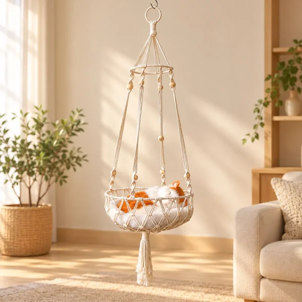 Pet Hammock for Cats with Wooden Beads