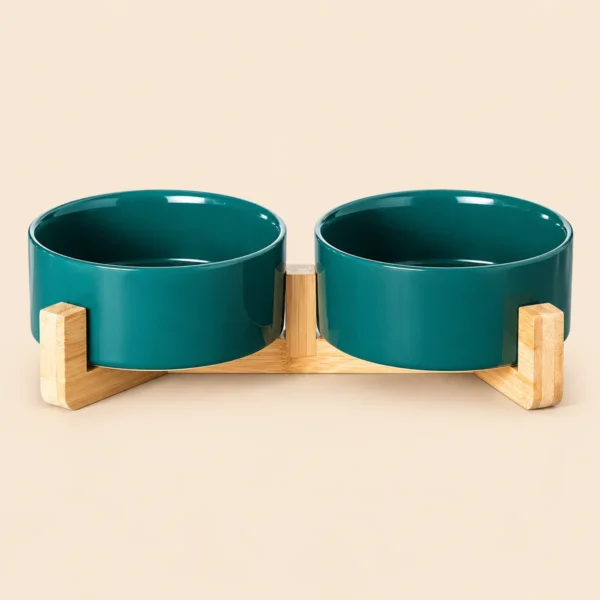 Ceramic Pet Bowl Double Cat Food Bowl Dog Water Bowl Feeding Drinking Bowl Set