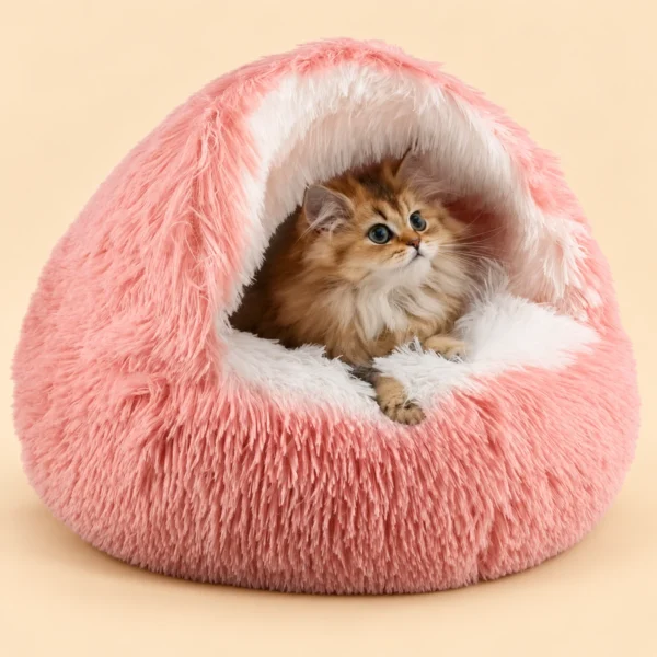 Cozy Donut Long Plush Cat & Dog Calming Bed