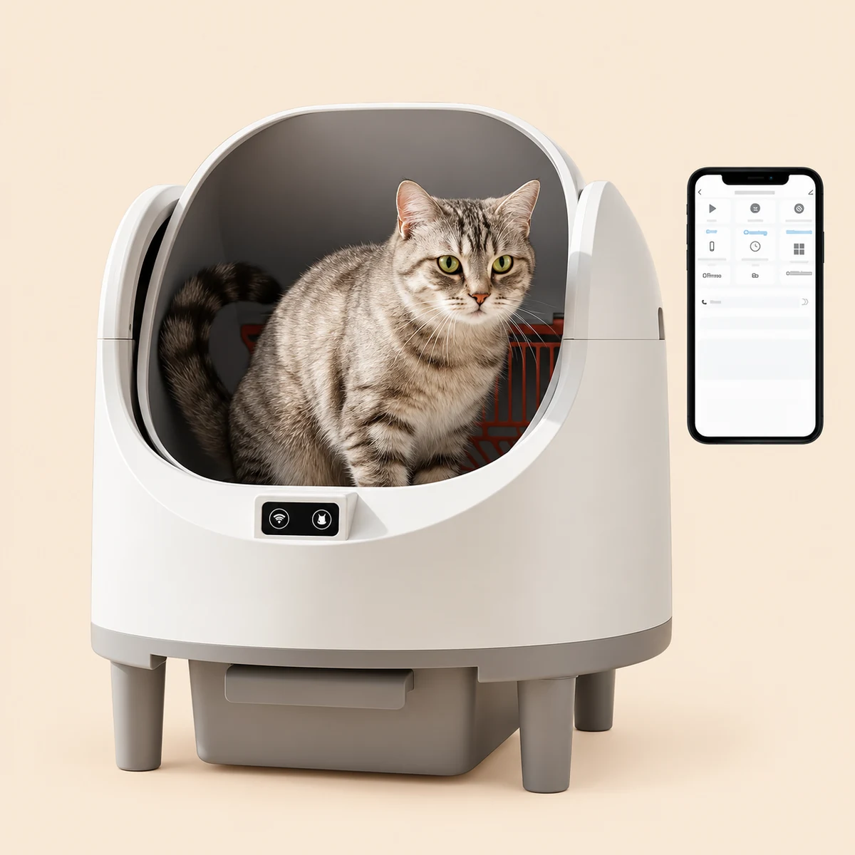Smart Automatic Cat Litter Box – WiFi Self-Cleaning 68L 1 Rooster Farms Smart Cat Litter Box Automatic WiFi Self Cleaning Tray 68L