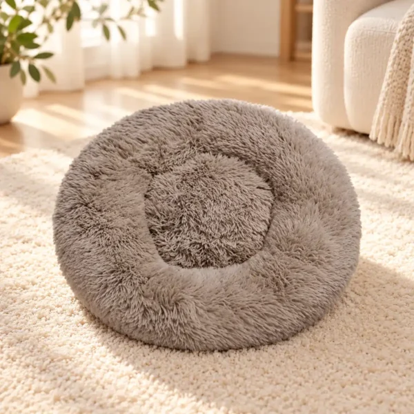 Coffee Cat Bed Pet Bed Dog Donut Nest Calming Deep Sleeping Soft Plush Kennel Washable