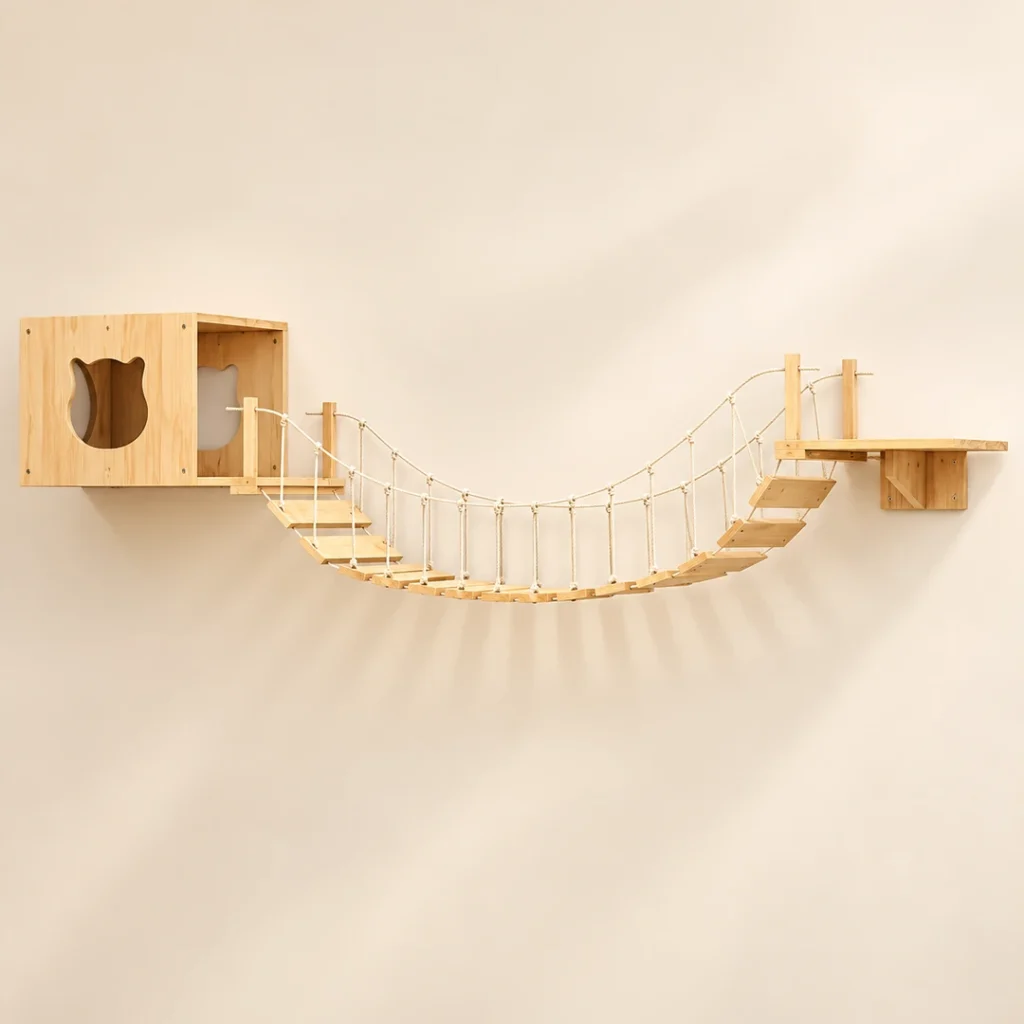 Wall Mounted Cat Climbing Shelf Jumping Platform Wooden Pet Perch Furniture