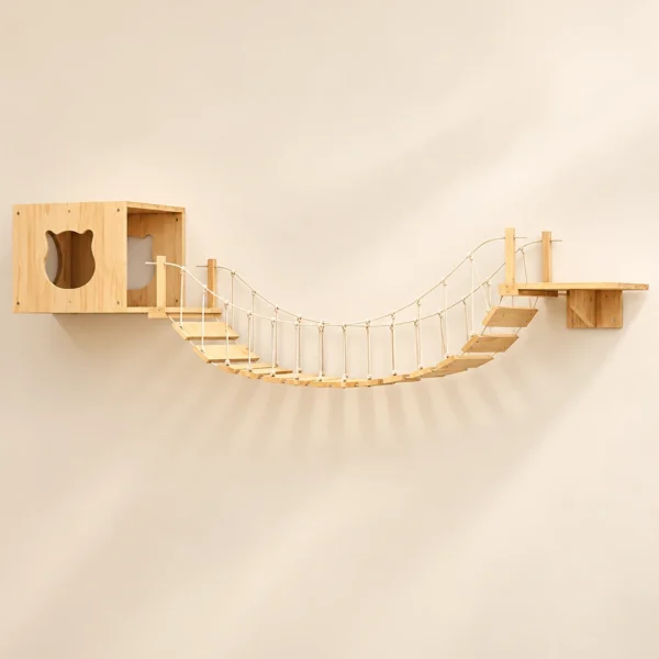 Wall Mounted Cat Climbing Shelf Jumping Platform Wooden Pet Perch Furniture