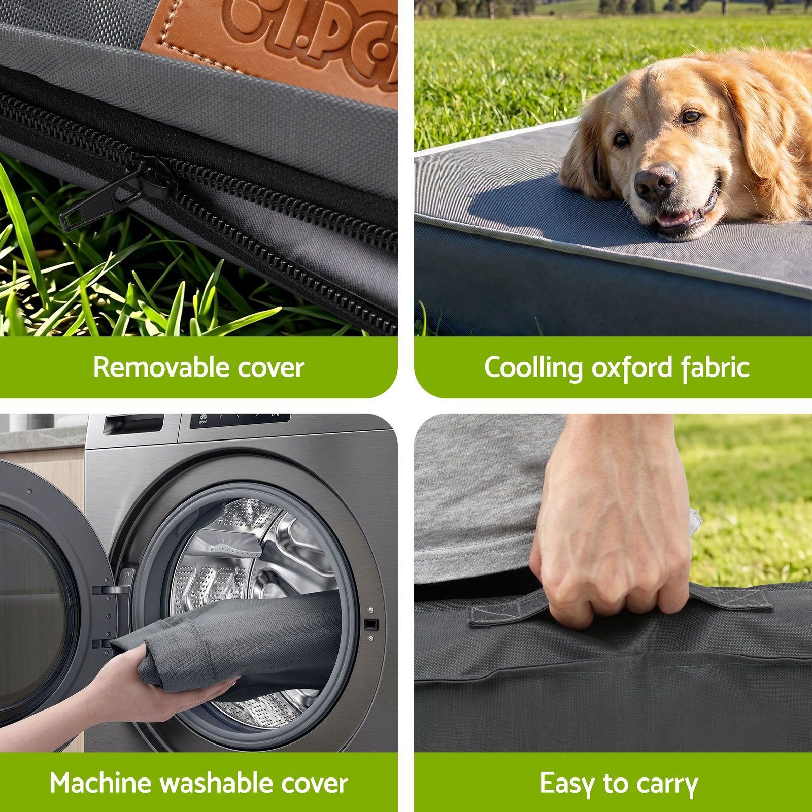 Water Resistant Outdoor Dog Bed with Egg Crate Foam 4 i.Pet Dog Bed Large Water-resistant Egg Crate Foam Orthopedic Pet Mat Grey – photo 4