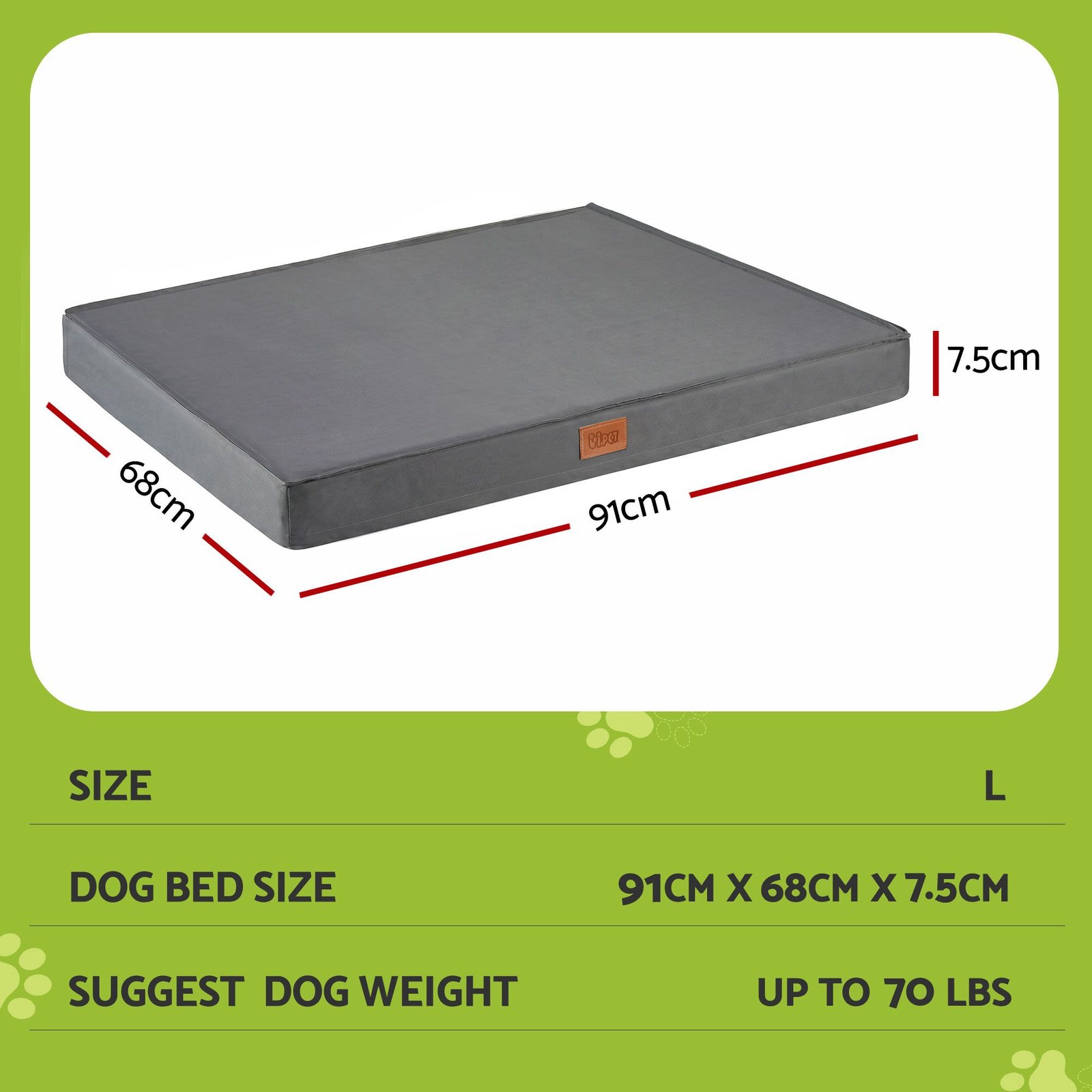 Water Resistant Outdoor Dog Bed with Egg Crate Foam 9 i.Pet Dog Bed Large Water-resistant Egg Crate Foam Orthopedic Pet Mat Grey – photo 9