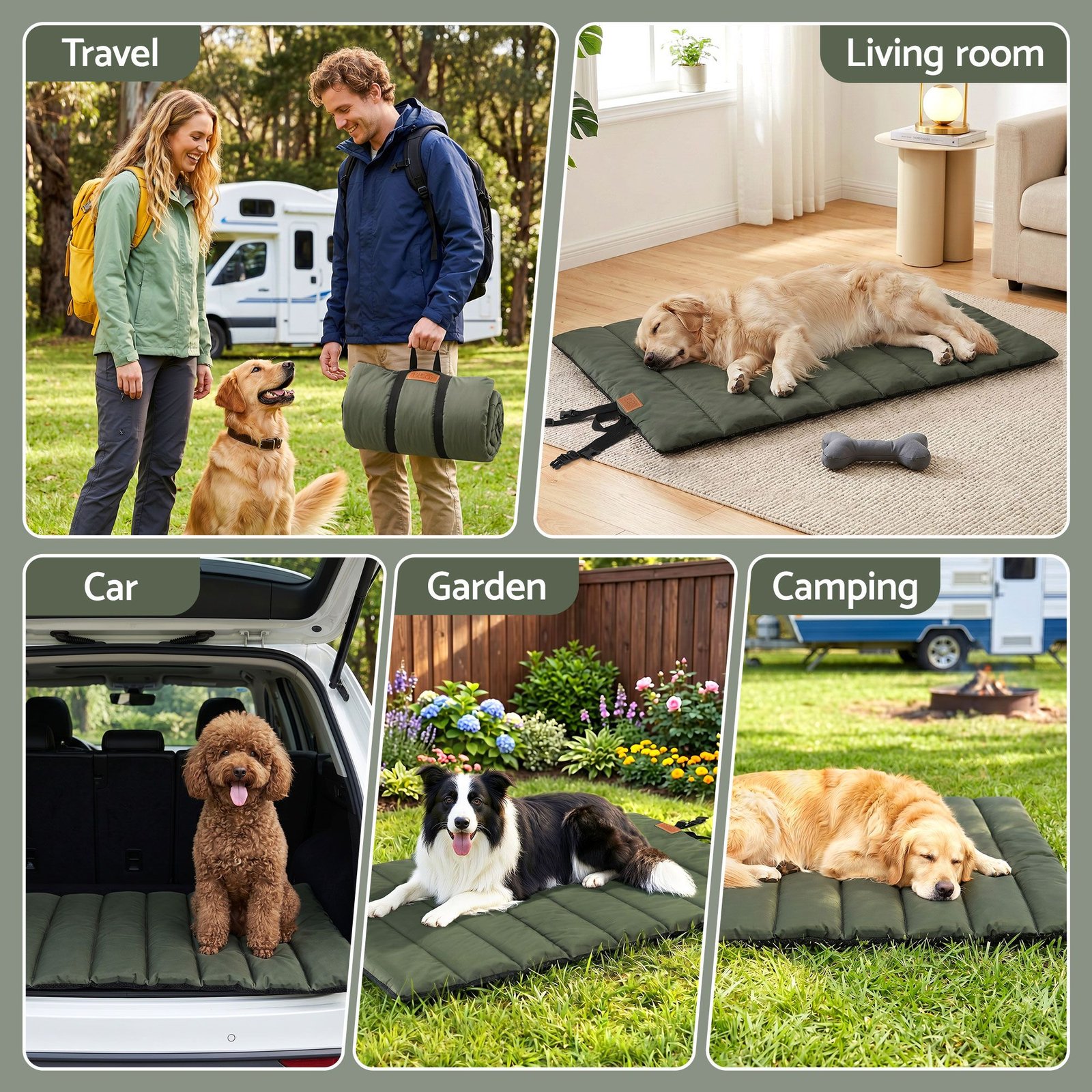 i.Pet Outdoor Dog Bed - Water-Resistant Foldable Travel Mat 7 i.Pet Outdoor Dog Bed Large Water-resistant Washable Foldable Travel Dog Mat Green – photo 7