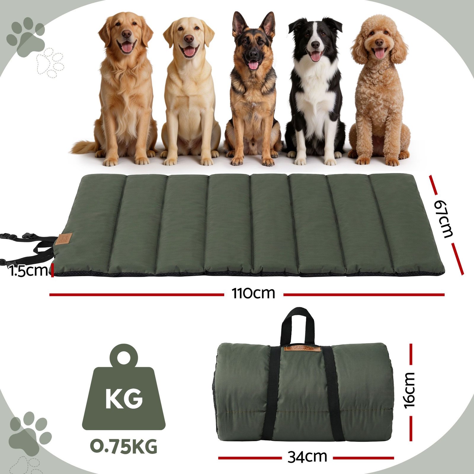 i.Pet Outdoor Dog Bed - Water-Resistant Foldable Travel Mat 9 i.Pet Outdoor Dog Bed Large Water-resistant Washable Foldable Travel Dog Mat Green – photo 9
