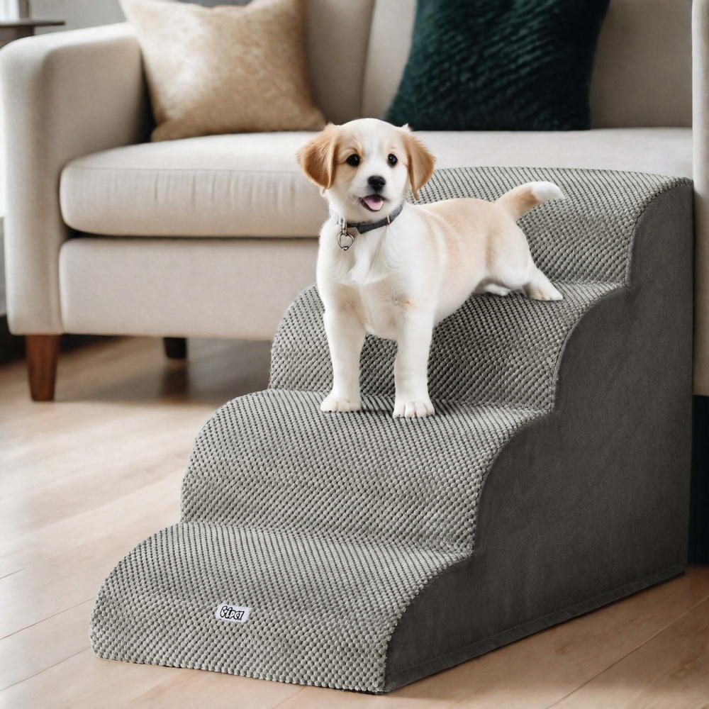 i.Pet Foam Dog Steps - Non Slip Pet Stairs for Bed, Sofa & Car 8 i.Pet Dog Ramp Steps Foam 4 Tier Pet Stairs For Bed Sofa Car Portable Indoor – photo 8