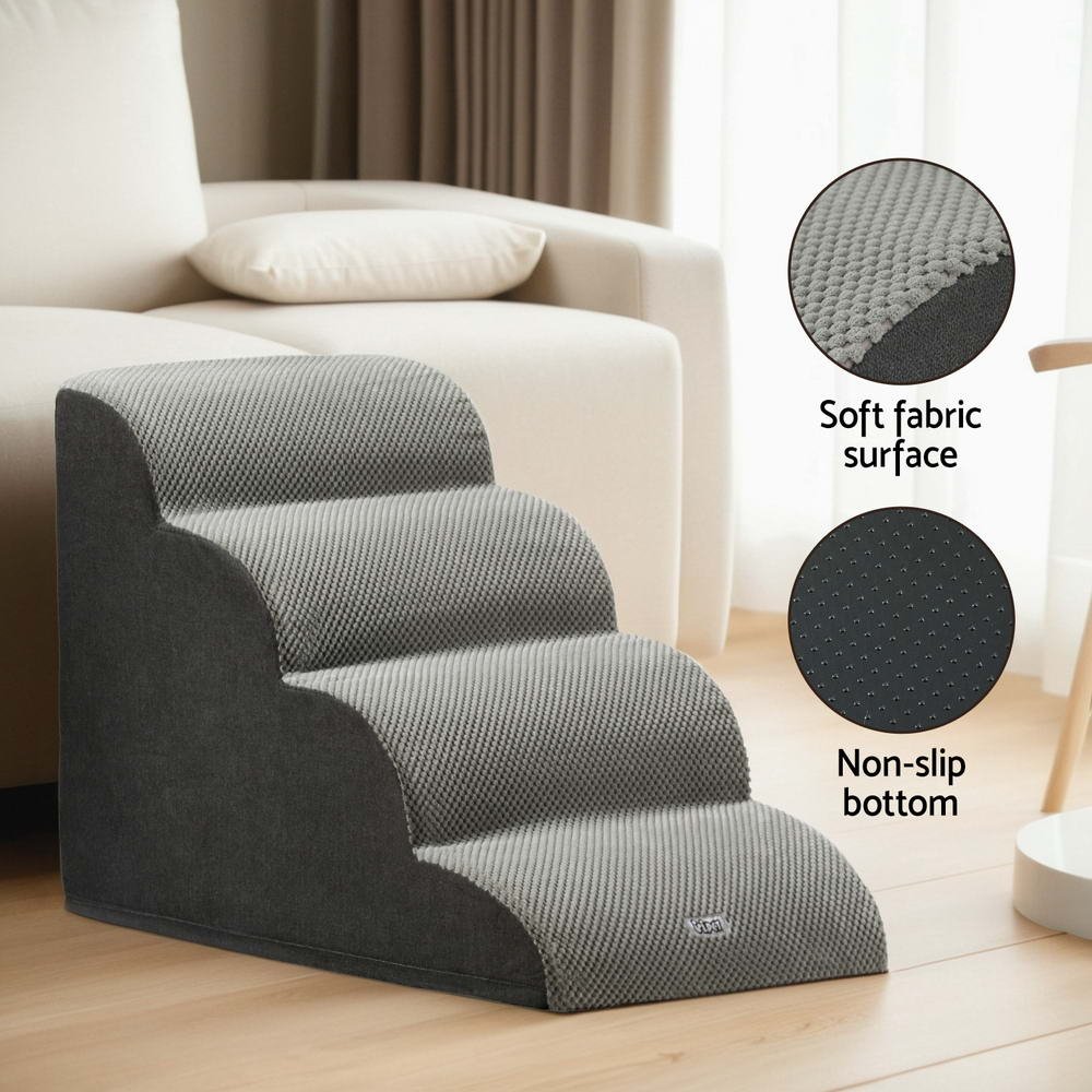 i.Pet Foam Dog Steps - Non Slip Pet Stairs for Bed, Sofa & Car 5 i.Pet Dog Ramp Steps Foam 4 Tier Pet Stairs For Bed Sofa Car Portable Indoor – photo 5
