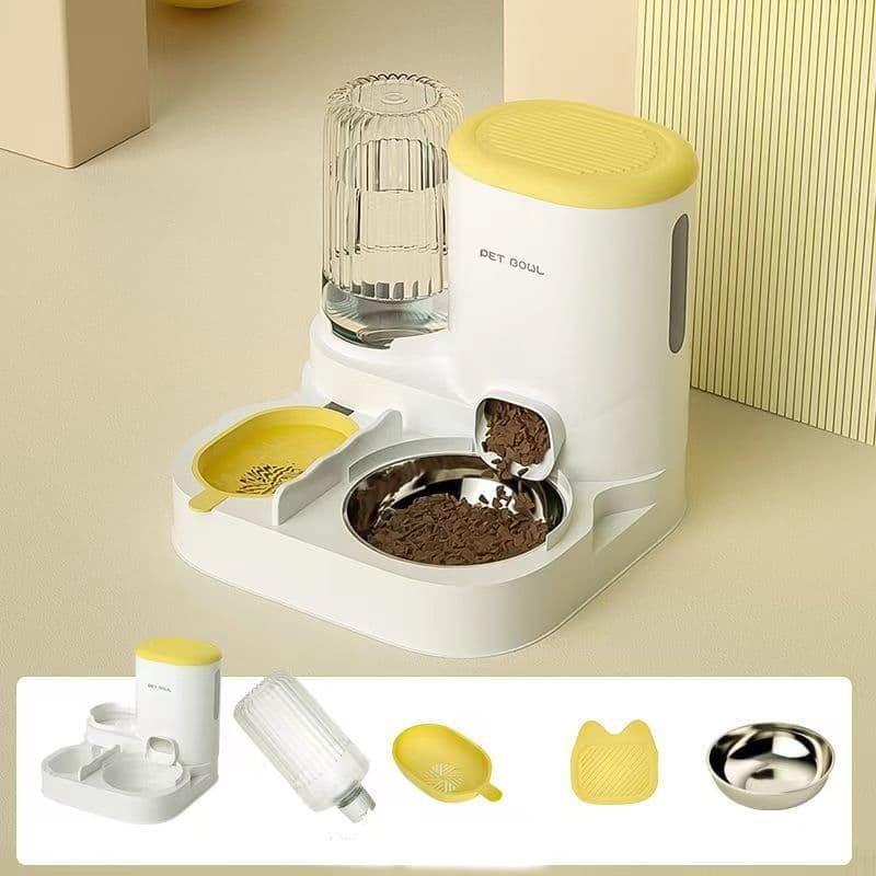 2 in 1 Automatic Pet Feeder and Water Dispenser for Cats & Dogs 2 2-in-1 Automatic Cat Feeder and Water Dispenser for Pets, Compatible with Cats and Dogs, Yellow – photo 2