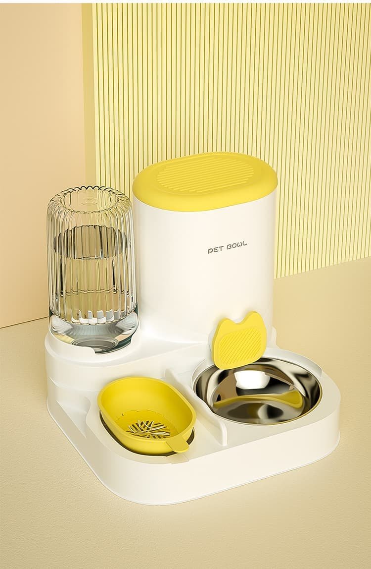 2 in 1 Automatic Pet Feeder and Water Dispenser for Cats & Dogs 3 2-in-1 Automatic Cat Feeder and Water Dispenser for Pets, Compatible with Cats and Dogs, Yellow – photo 3