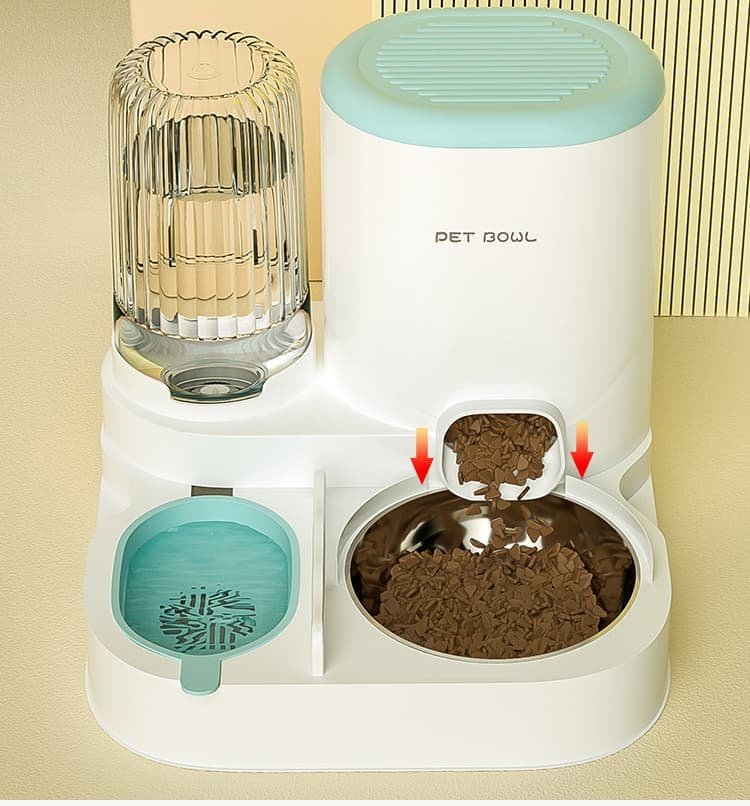 2 in 1 Automatic Pet Feeder and Water Dispenser for Cats & Dogs 9 2-in-1 Automatic Cat Feeder and Water Dispenser for Pets, Compatible with Cats and Dogs, Yellow – photo 9