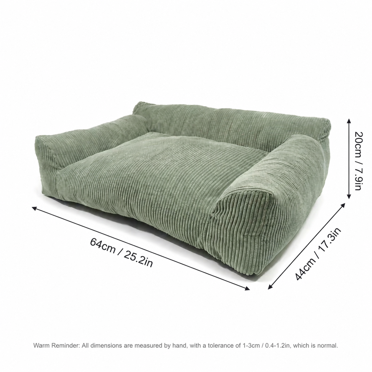 Corduroy Pet Sofa Bed for Cats & Small Dogs 3 Soft Corduroy Pet Sofa Bed with Bolster Support for Cats and Small to Medium Dogs, Machine Washable Cover for Indoor Home Use (Grey) – photo 2