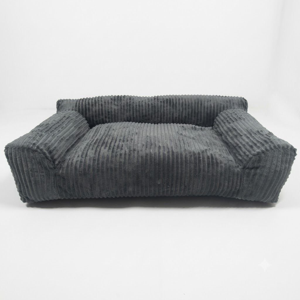 Corduroy Pet Sofa Bed for Cats & Small Dogs 5 Soft Corduroy Pet Sofa Bed with Bolster Support for Cats and Small to Medium Dogs, Machine Washable Cover for Indoor Home Use (Grey) – photo 4