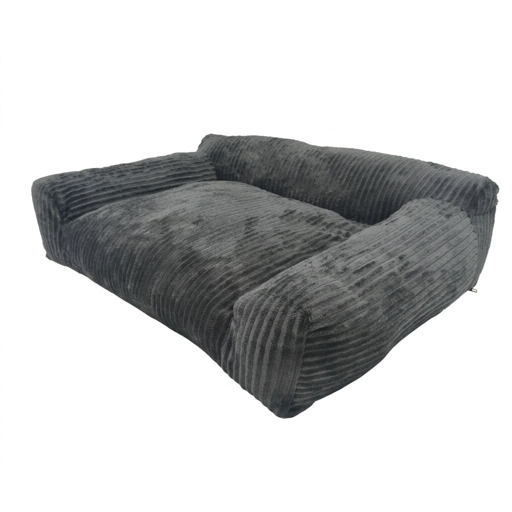 Corduroy Pet Sofa Bed for Cats & Small Dogs 6 Soft Corduroy Pet Sofa Bed with Bolster Support for Cats and Small to Medium Dogs, Machine Washable Cover for Indoor Home Use (Grey) – photo 5