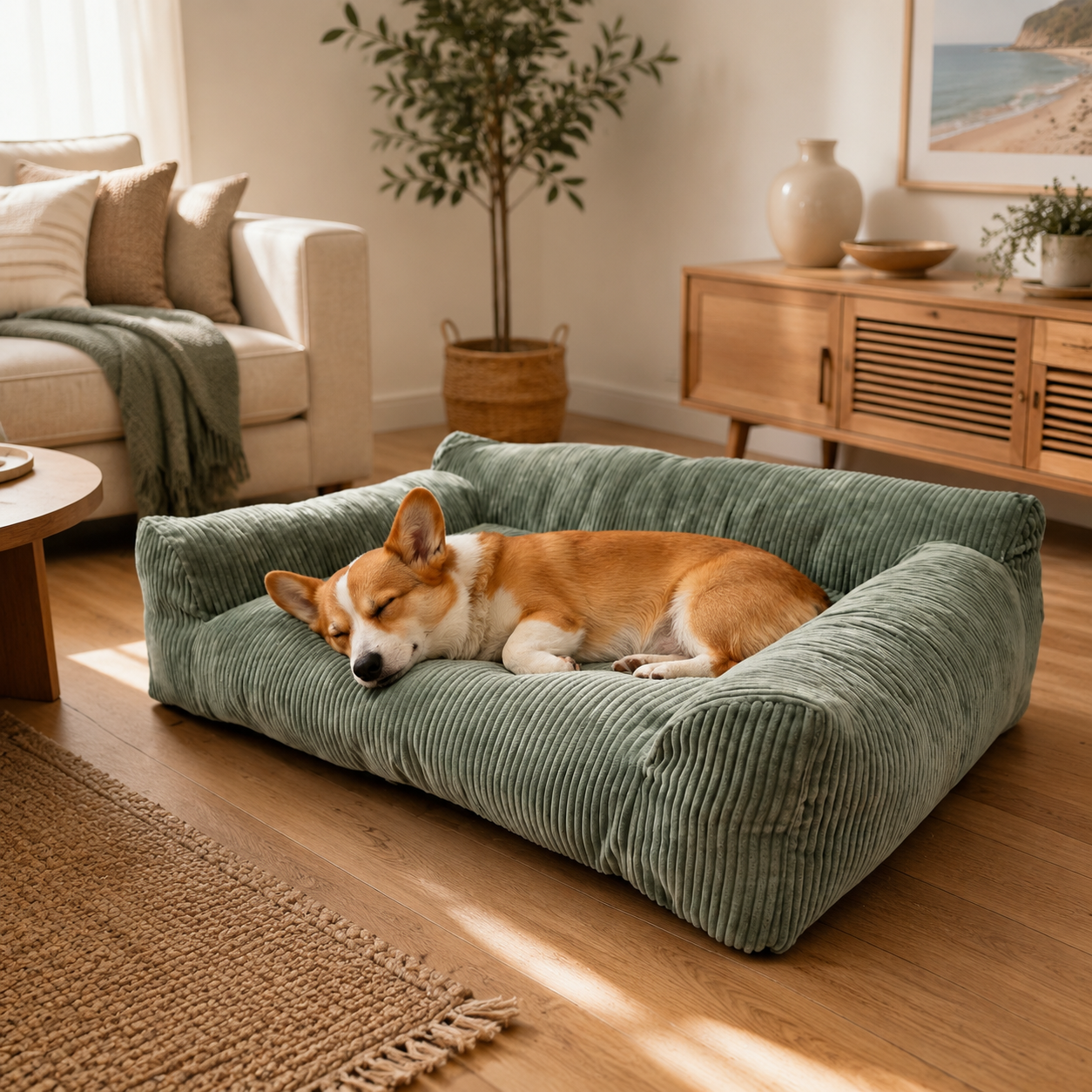 Corduroy Pet Sofa Bed for Cats & Small Dogs 4 Soft Corduroy Pet Sofa Bed with Bolster Support for Cats and Small to Medium Dogs, Machine Washable Cover for Indoor Home Use (Grey) – photo 8