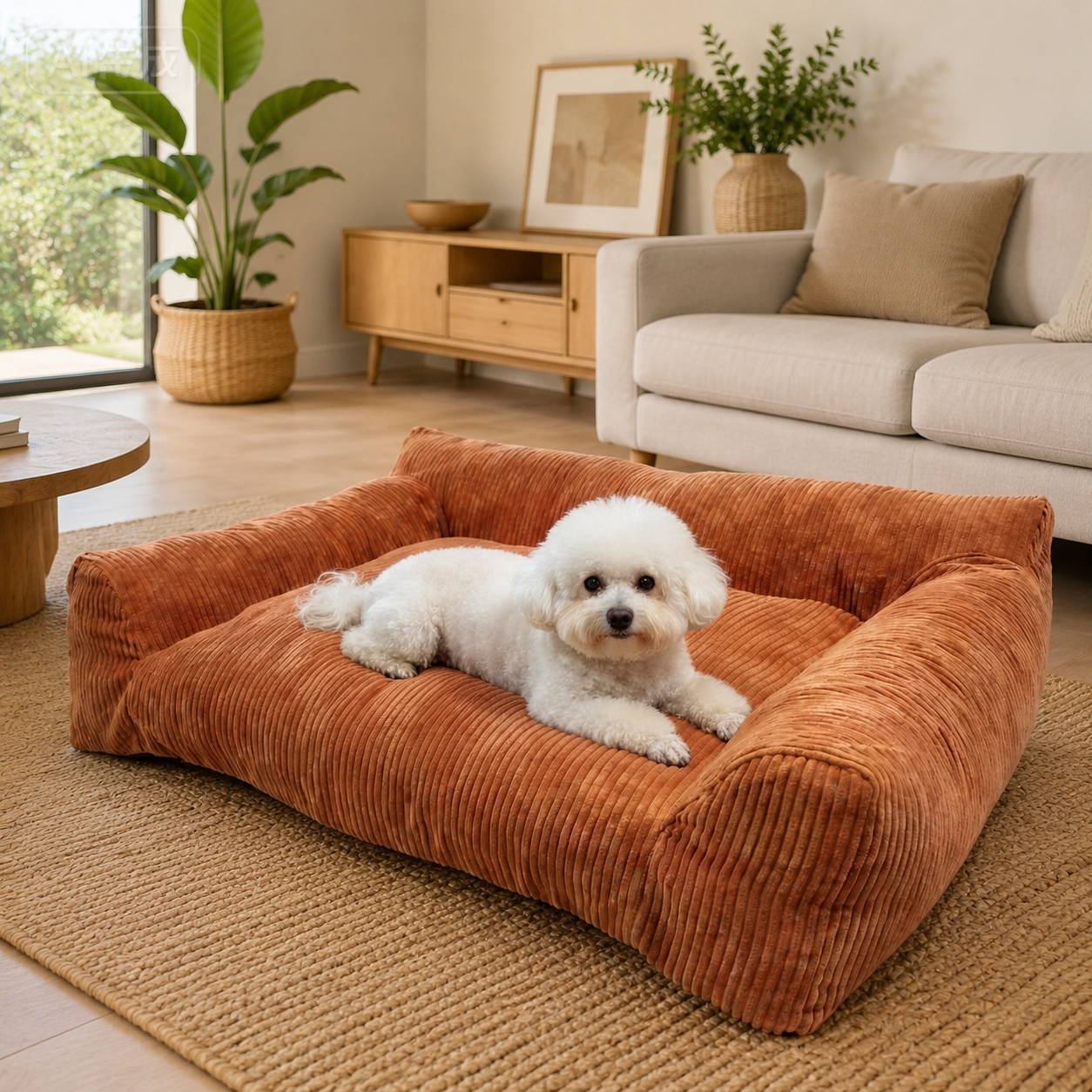 Corduroy Pet Sofa Bed for Cats & Small Dogs 7 Soft Corduroy Pet Sofa Bed with Bolster Support for Cats and Small to Medium Dogs, Machine Washable Cover for Indoor Home Use (Grey) – photo 9