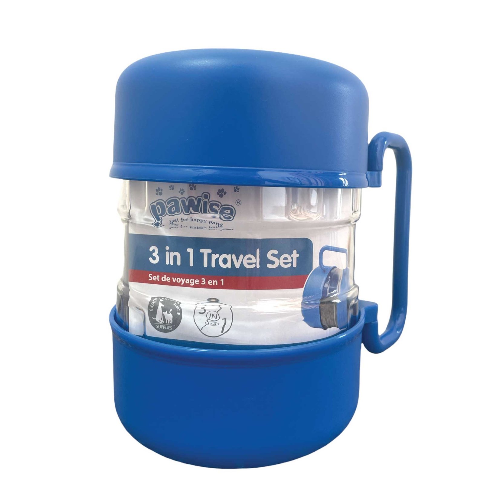3 in 1 Pet Travel Feeding Set - Food Container & 2 Bowls 1 3 In 1 Pet Travel Food Water Bowl Set Dog Cat Portable Feeding Carry Container