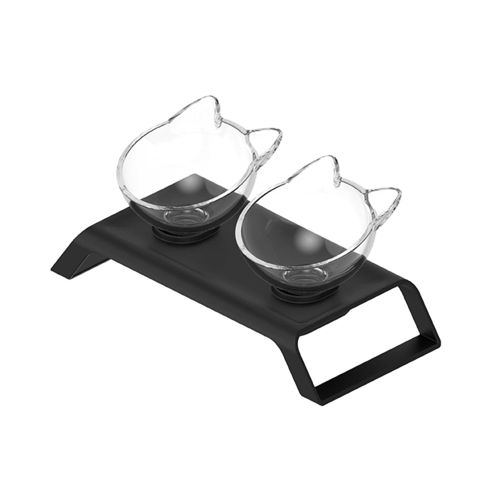 Elevated Cat Bowl Stand with 2 × 200ml Bowls 1 2x200ml Elevated Cat Bowl Stand - Double Dinner Pet Kitten Food Twin Feeder