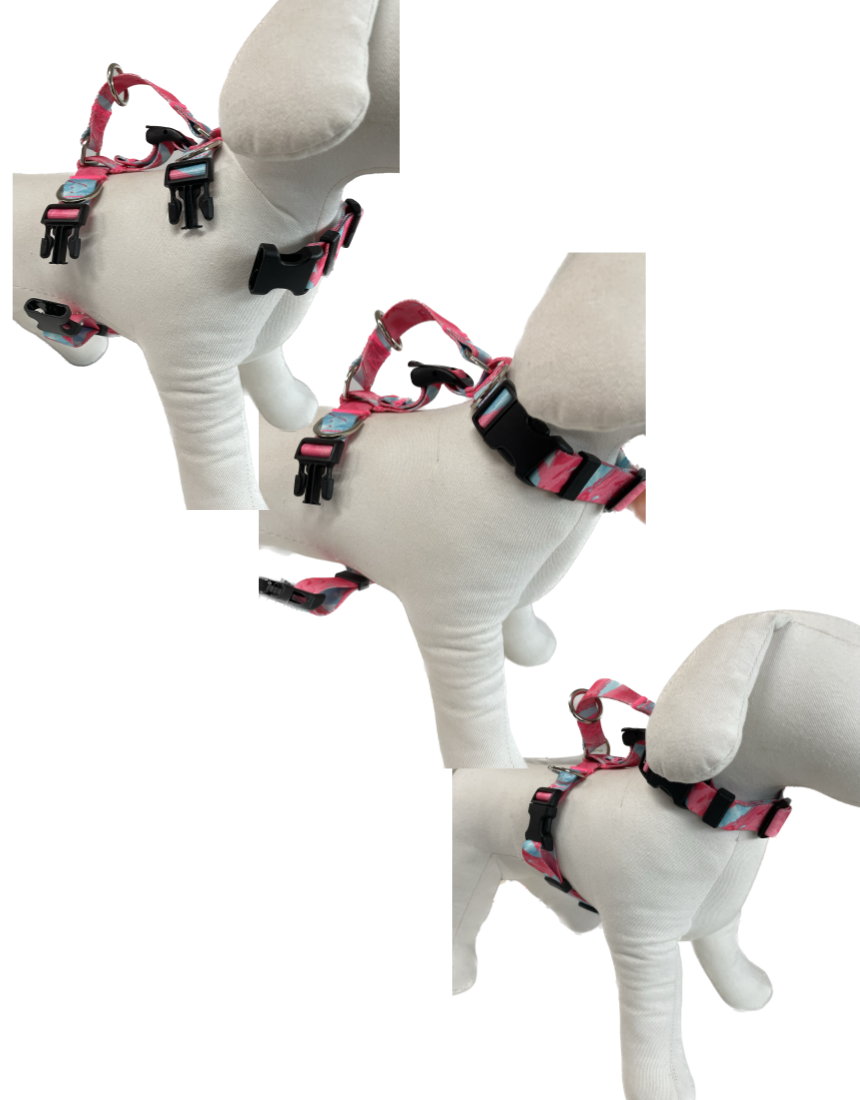 Adjustable Dog Harness with Double Lined Straps 7 Dog Double-Lined Straps Harness Adjustable L MARBLE PINK – photo 7