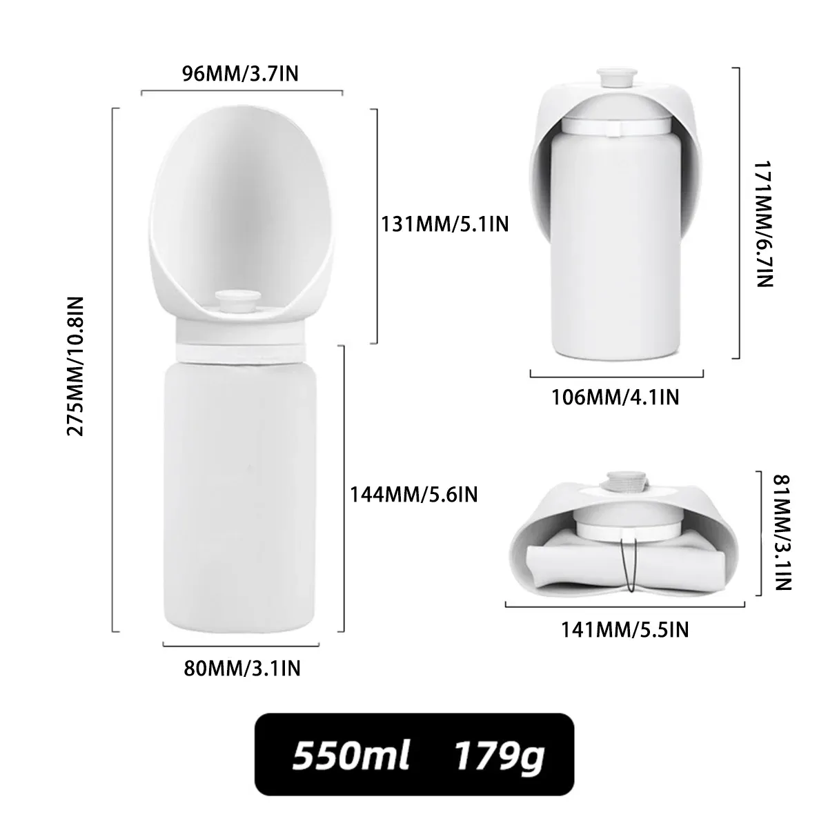 550ml Portable Dog Water Bottle - Foldable & Leakproof 2 Dog Water Drinking Device for Walk Basic Portable Foldable Outdoor Travel Cup – photo 3