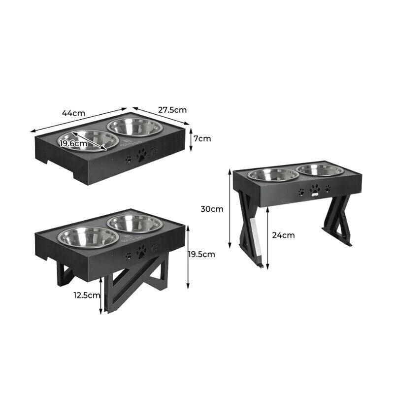 Adjustable Elevated Pet Feeder with 2 Stainless Steel Bowls 3 Elevated Pet Feeder Food Water Double Bowl Adjustable Height Raised Stand – photo 3