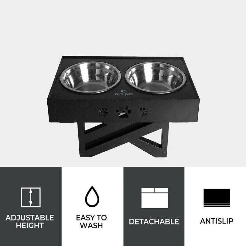 Adjustable Elevated Pet Feeder with 2 Stainless Steel Bowls 5 Elevated Pet Feeder Food Water Double Bowl Adjustable Height Raised Stand – photo 6