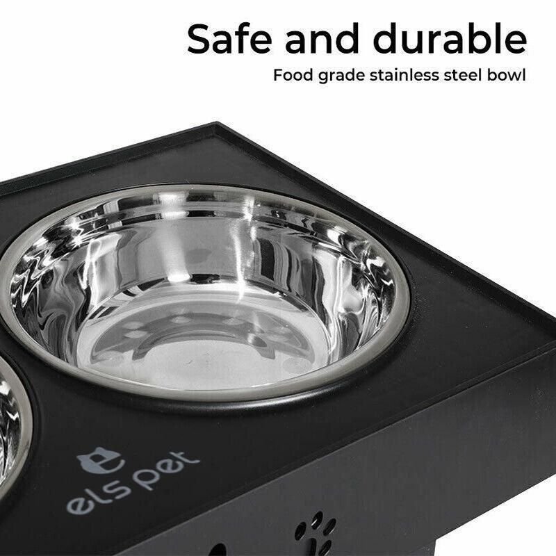 Adjustable Elevated Pet Feeder with 2 Stainless Steel Bowls 7 Elevated Pet Feeder Food Water Double Bowl Adjustable Height Raised Stand – photo 8