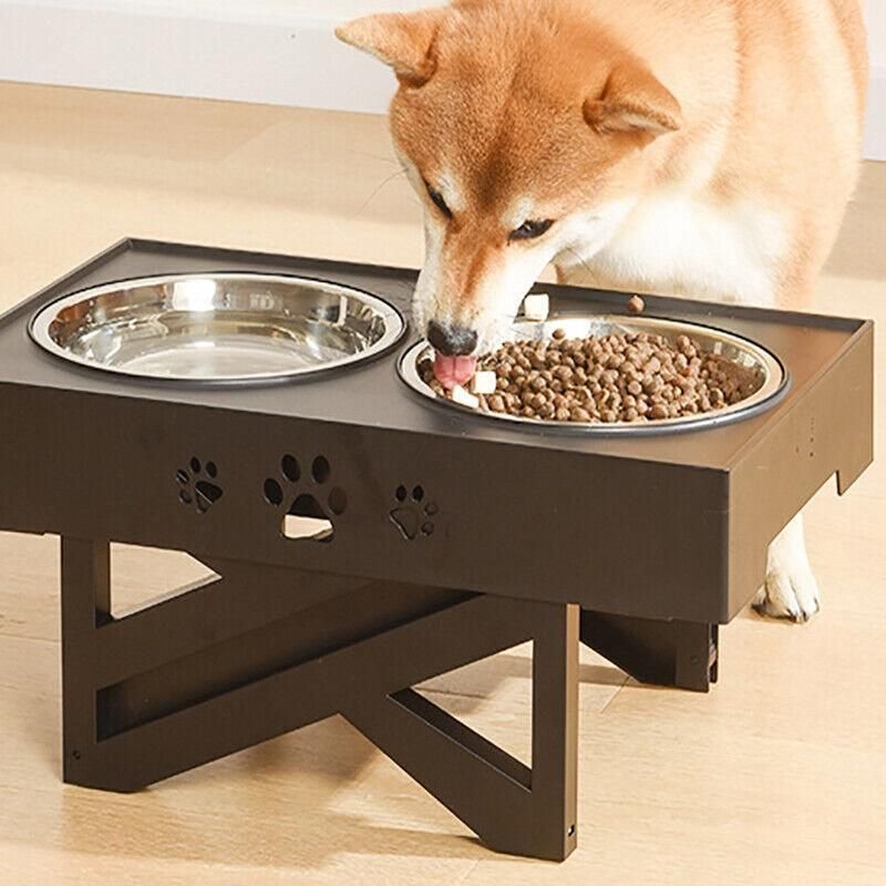 Adjustable Elevated Pet Feeder with 2 Stainless Steel Bowls 10 Elevated Pet Feeder Food Water Double Bowl Adjustable Height Raised Stand – photo 11