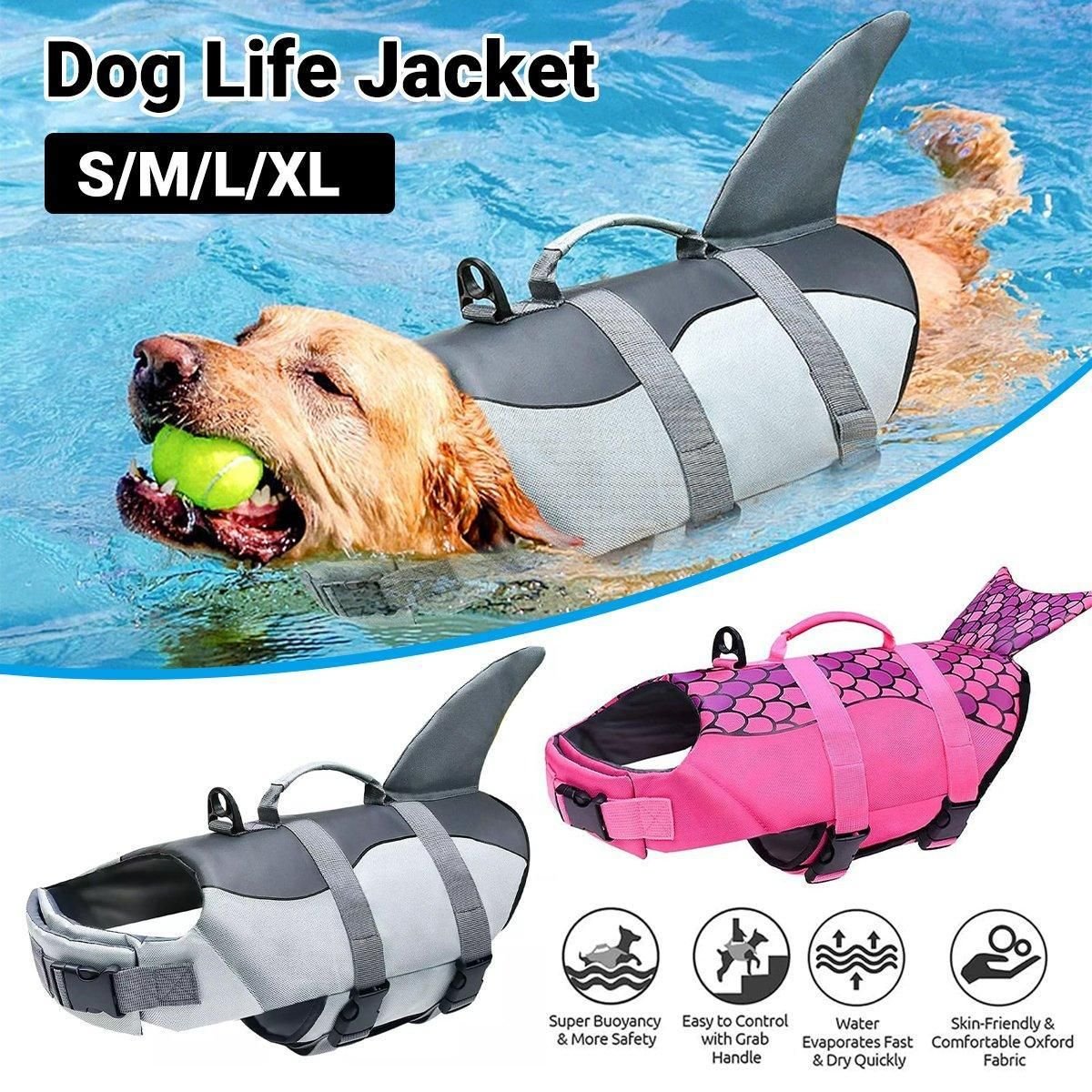 Dog Life Jacket for Swimming - Adjustable Pet Swim Vest 2 Pet Life Jacket Dog Swim Vest Outdoor Water Gear for Summer Swimming Activities - Grey L – photo 2