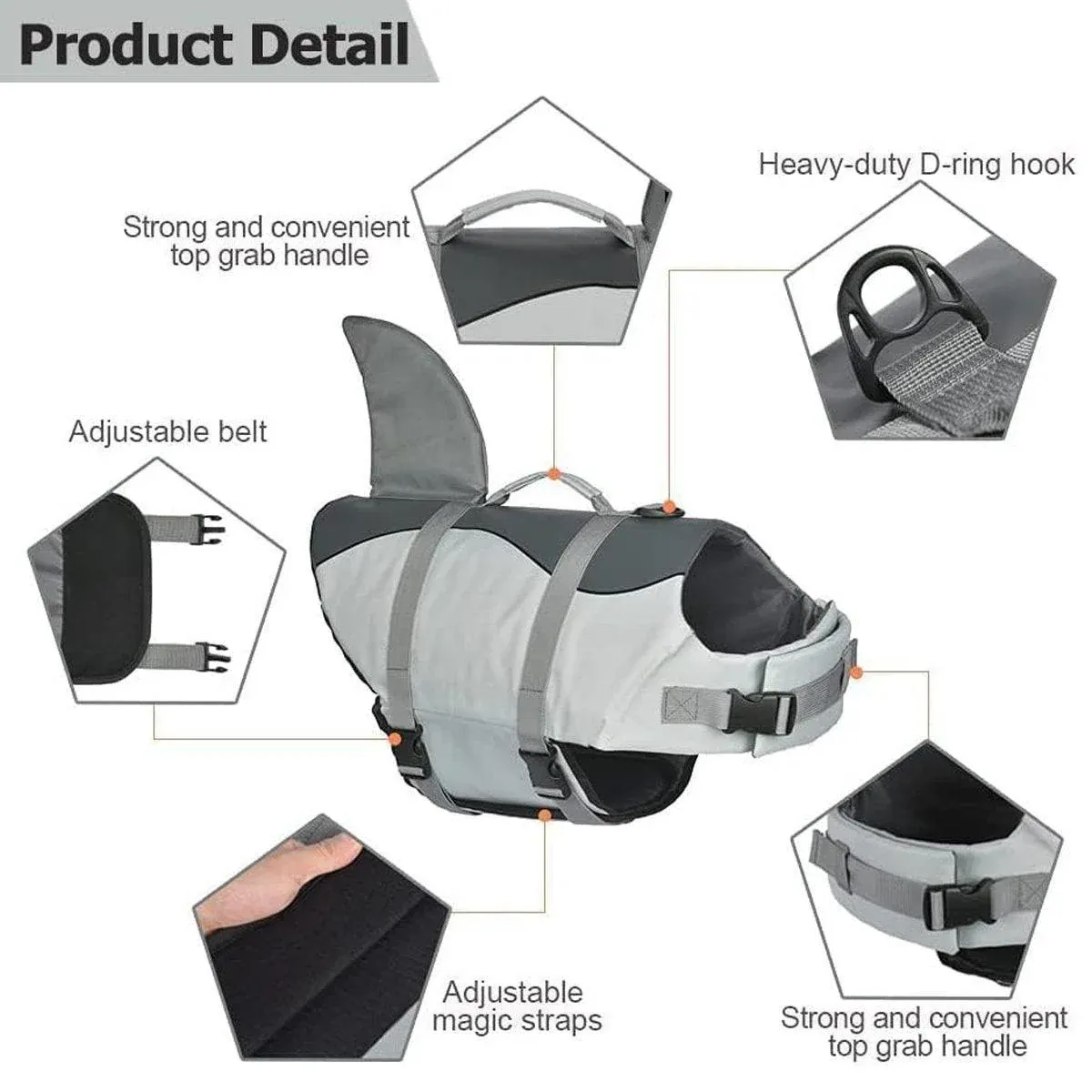 Dog Life Jacket for Swimming - Adjustable Pet Swim Vest 6 Pet Life Jacket Dog Swim Vest Outdoor Water Gear for Summer Swimming Activities - Grey L – photo 6