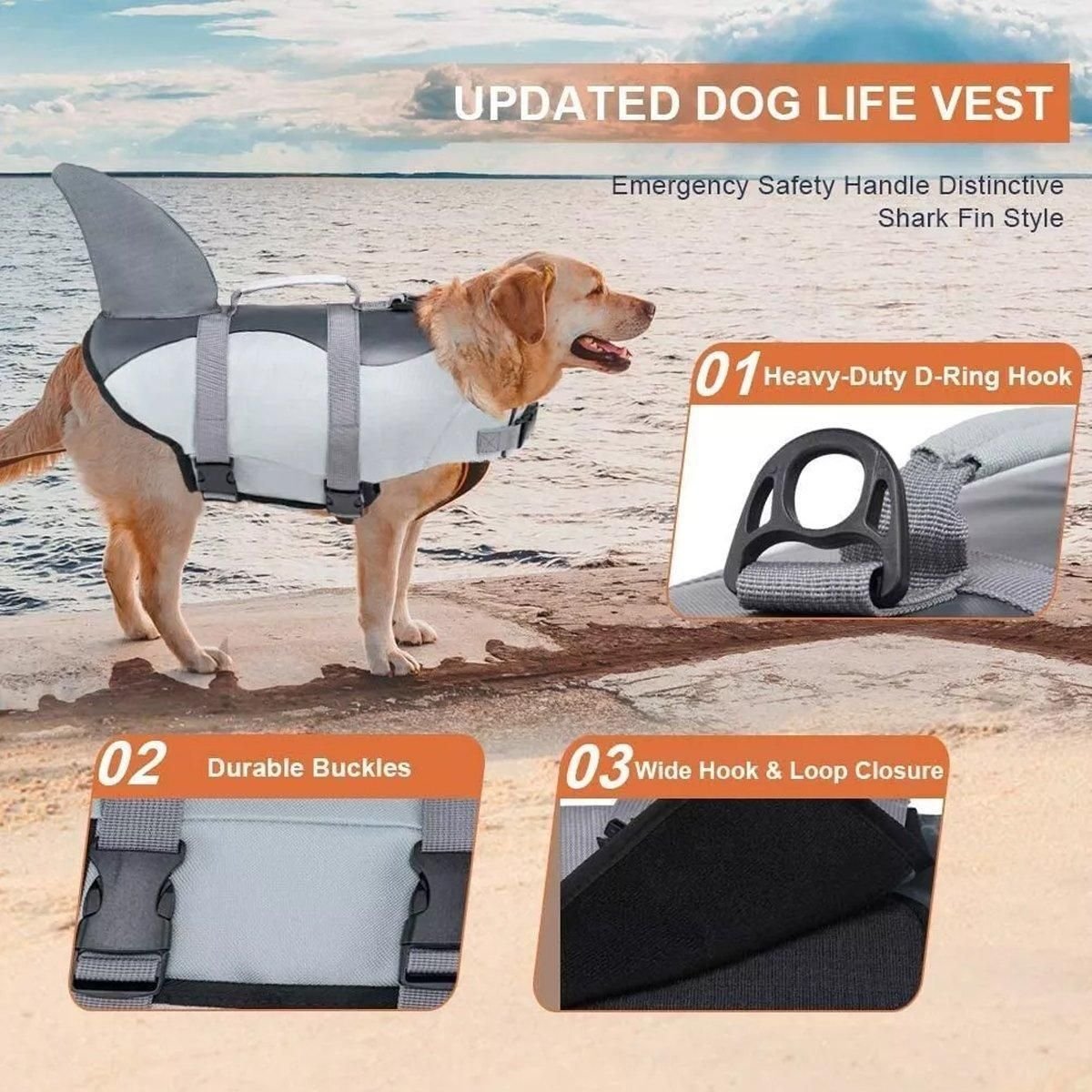 Dog Life Jacket for Swimming - Adjustable Pet Swim Vest 9 Pet Life Jacket Dog Swim Vest Outdoor Water Gear for Summer Swimming Activities - Grey L – photo 9