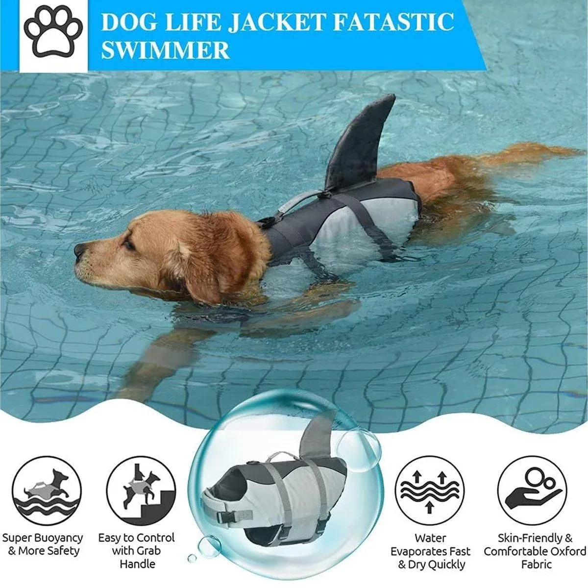 Dog Life Jacket for Swimming - Adjustable Pet Swim Vest 10 Pet Life Jacket Dog Swim Vest Outdoor Water Gear for Summer Swimming Activities - Grey L – photo 10