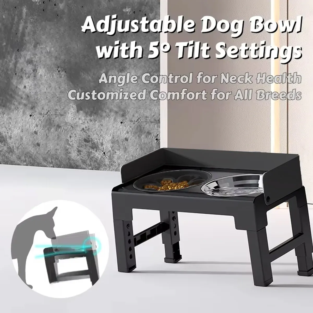 Adjustable Elevated Dog Bowl with Stainless Steel Bowls 5 Height Adjustable Pet Feeding Bowl Dog Bowl Elevated Pet Dish Food Water Bowl – photo 5