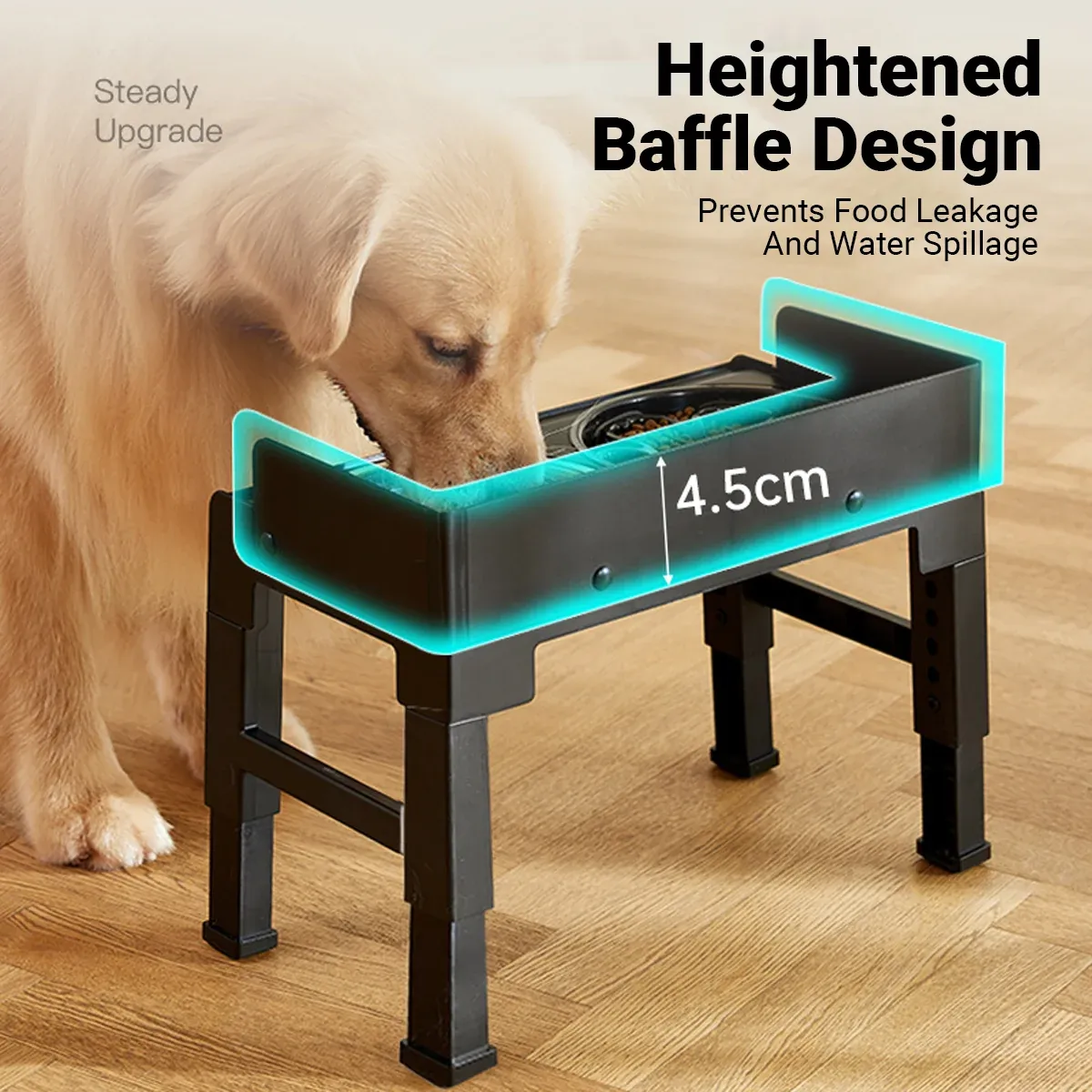 Adjustable Elevated Dog Bowl with Stainless Steel Bowls 6 Height Adjustable Pet Feeding Bowl Dog Bowl Elevated Pet Dish Food Water Bowl – photo 6