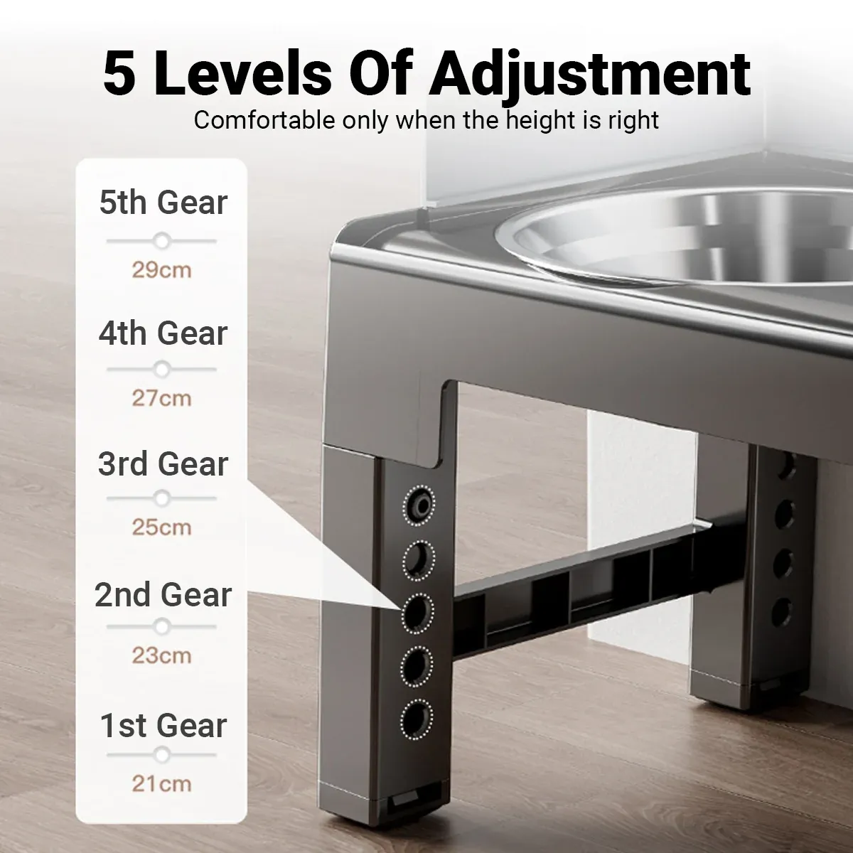 Adjustable Elevated Dog Bowl with Stainless Steel Bowls 7 Height Adjustable Pet Feeding Bowl Dog Bowl Elevated Pet Dish Food Water Bowl – photo 7