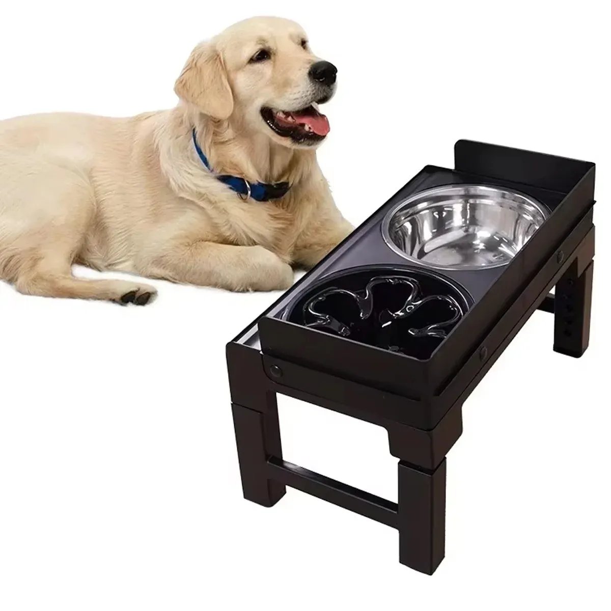 Adjustable Elevated Dog Bowl with Stainless Steel Bowls 12 Height Adjustable Pet Feeding Bowl Dog Bowl Elevated Pet Dish Food Water Bowl – photo 12