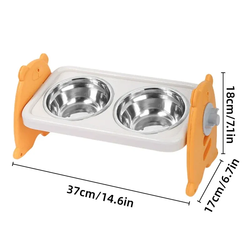 Adjustable Elevated Pet Feeder with 2 Stainless Steel Bowls 4 Double Pet Feeding Bowls Stainless Steel Non Slip Cat Dog Water Bowl Food Dish - Orange – photo 4