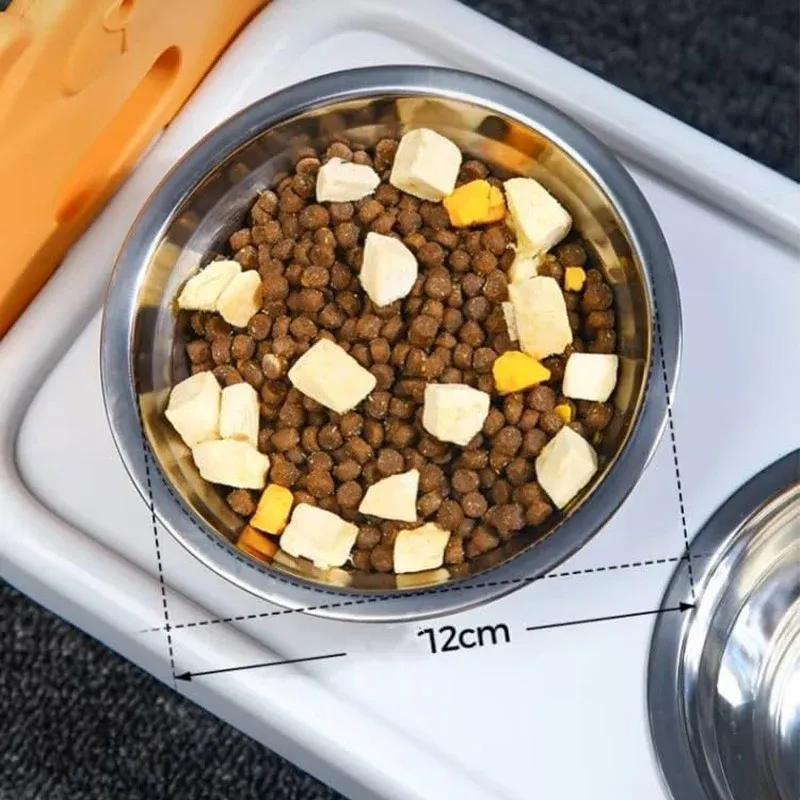 Adjustable Elevated Pet Feeder with 2 Stainless Steel Bowls 6 Double Pet Feeding Bowls Stainless Steel Non Slip Cat Dog Water Bowl Food Dish - Orange – photo 6