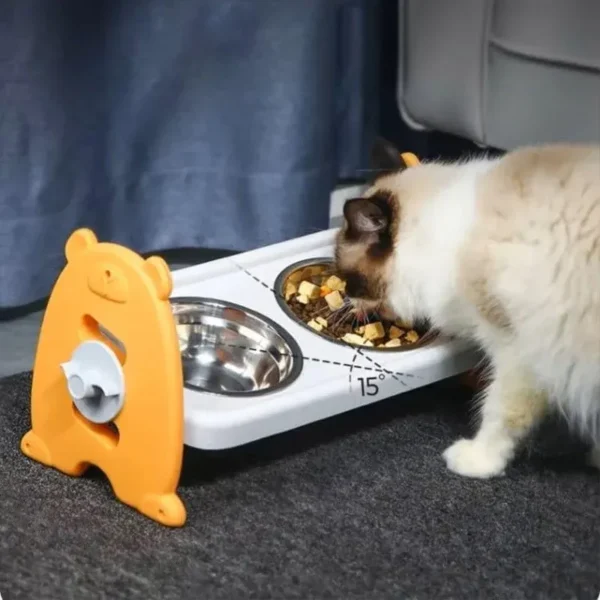 Double Pet Feeding Bowls Stainless Steel Non Slip Cat Dog Water Bowl Food Dish - Orange – photo 7